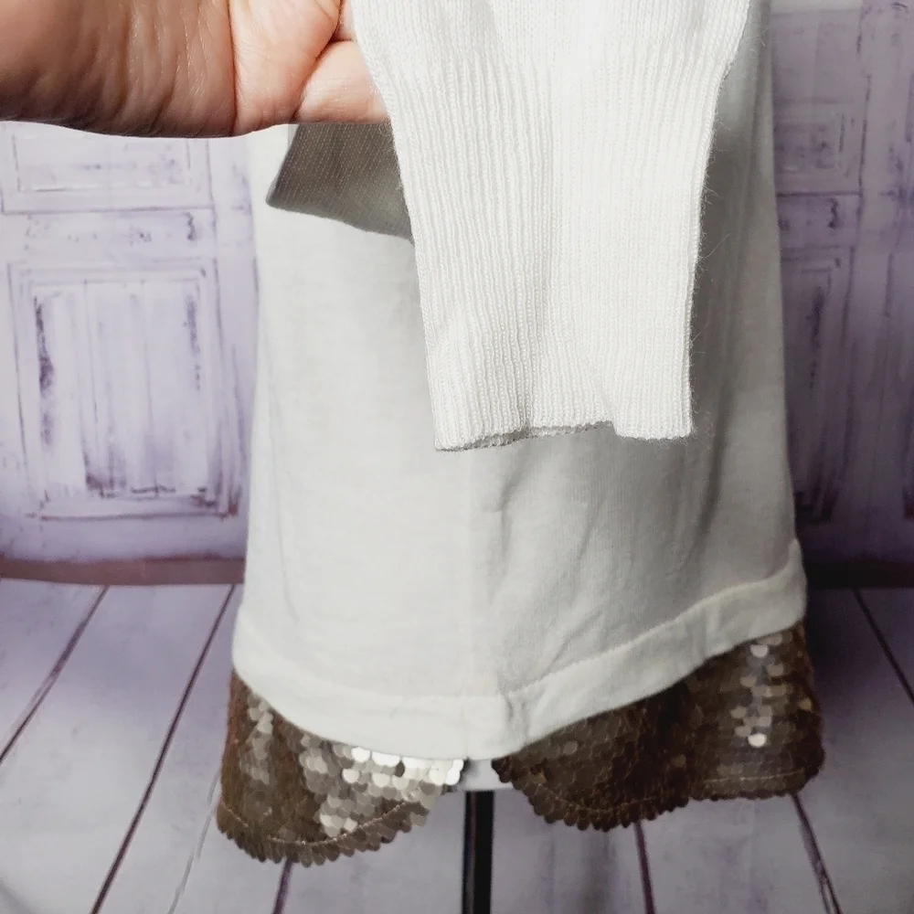 BRIXON IVY‎ SIZE S IVORY WHITE SWEATER SEQUINS TOP #0011 - Picture 7 of 11